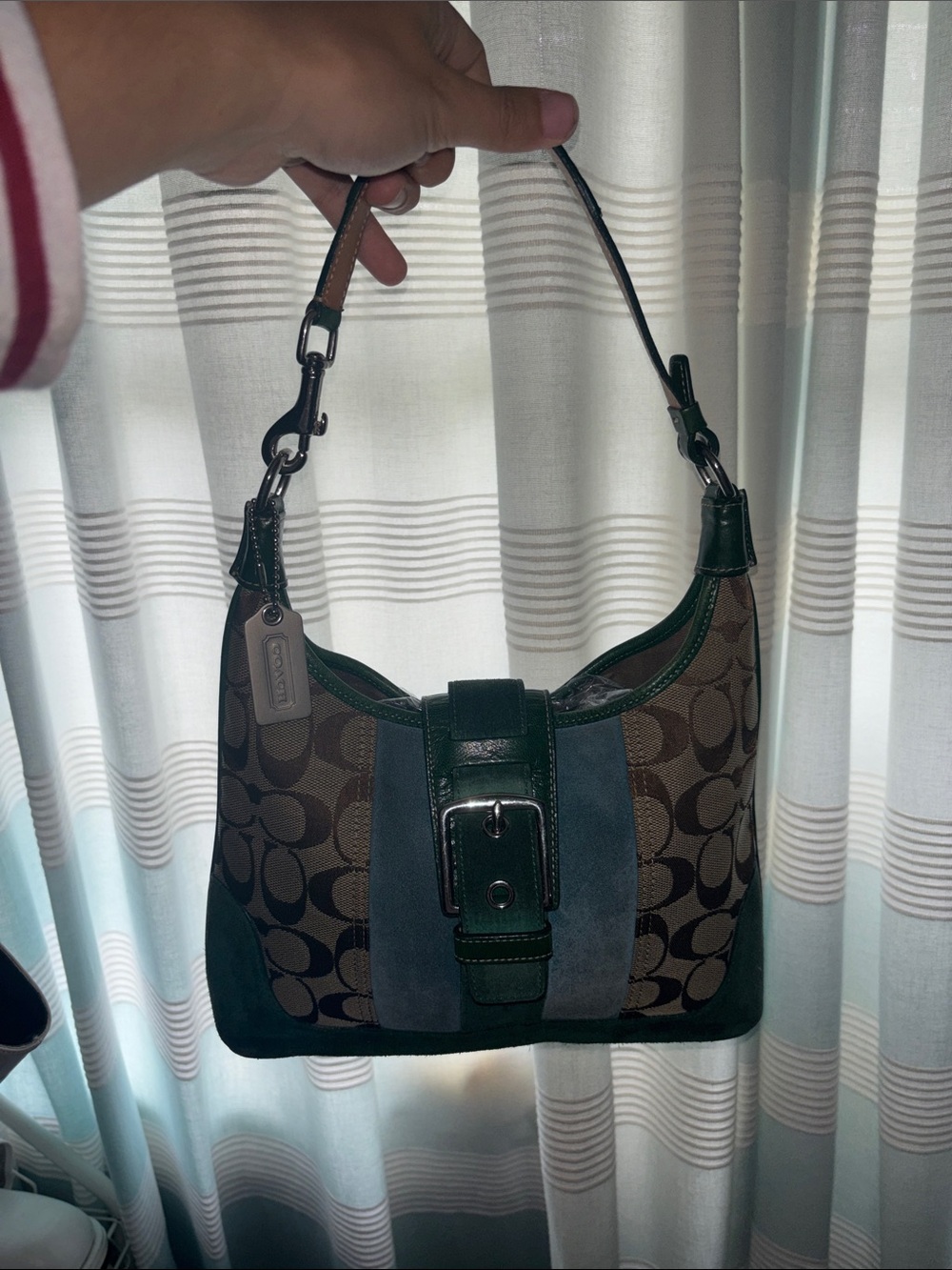 RARE 2004 Suede & classic monogram hampton Coach Bag